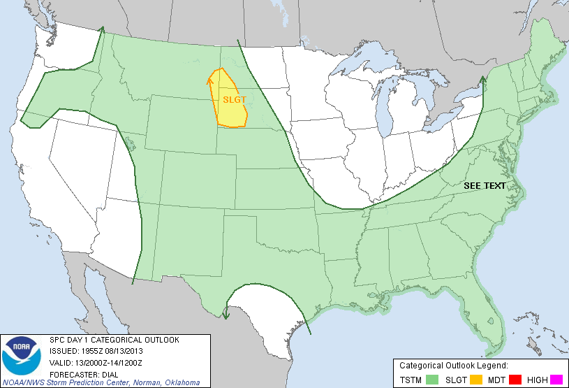 20130813 2000 UTC Day 1 Outlook Graphic