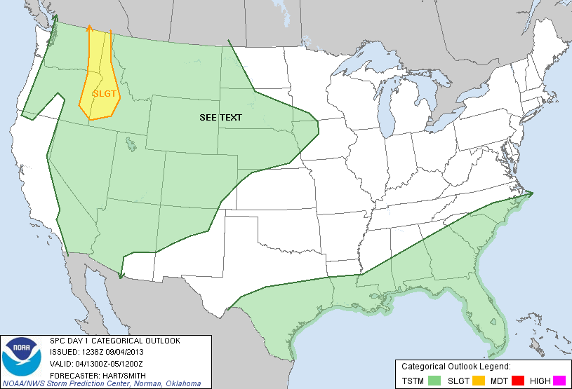 20130904 1300 UTC Day 1 Outlook Graphic