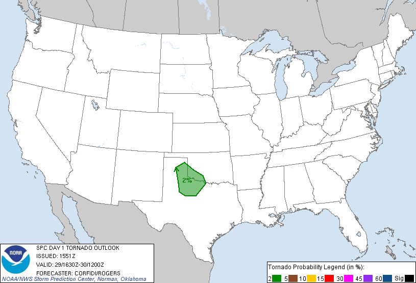 20130329 1630 UTC Day 1 Tornado Probabilities Graphic