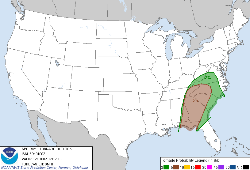 20130412 0100 UTC Day 1 Tornado Probabilities Graphic