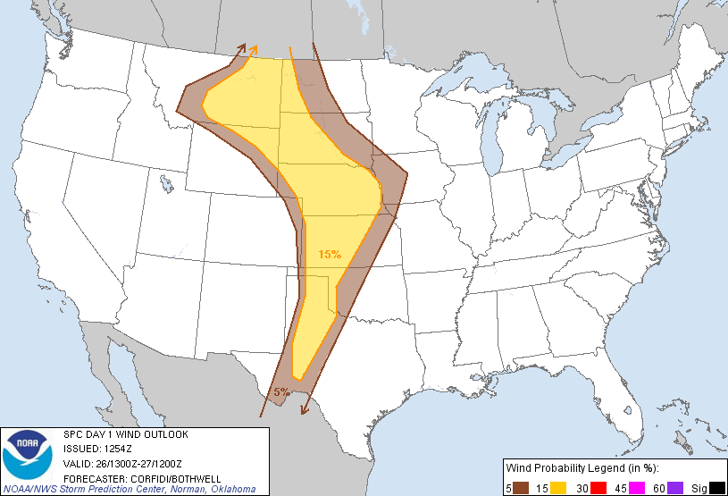 20130526 1300 UTC Day 1 Damaging Wind Probabilities Graphic