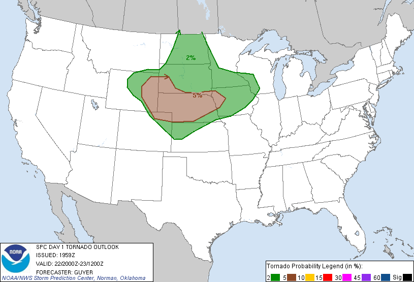 20130622 2000 UTC Day 1 Tornado Probabilities Graphic