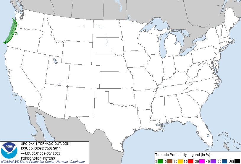 20140306 0100 UTC Day 1 Tornado Probabilities Graphic
