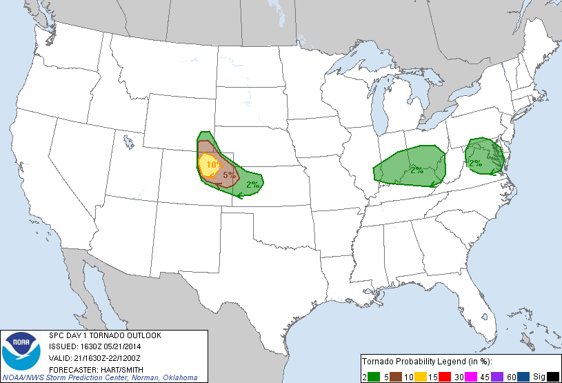 20140521 1630 UTC Day 1 Tornado Probabilities Graphic