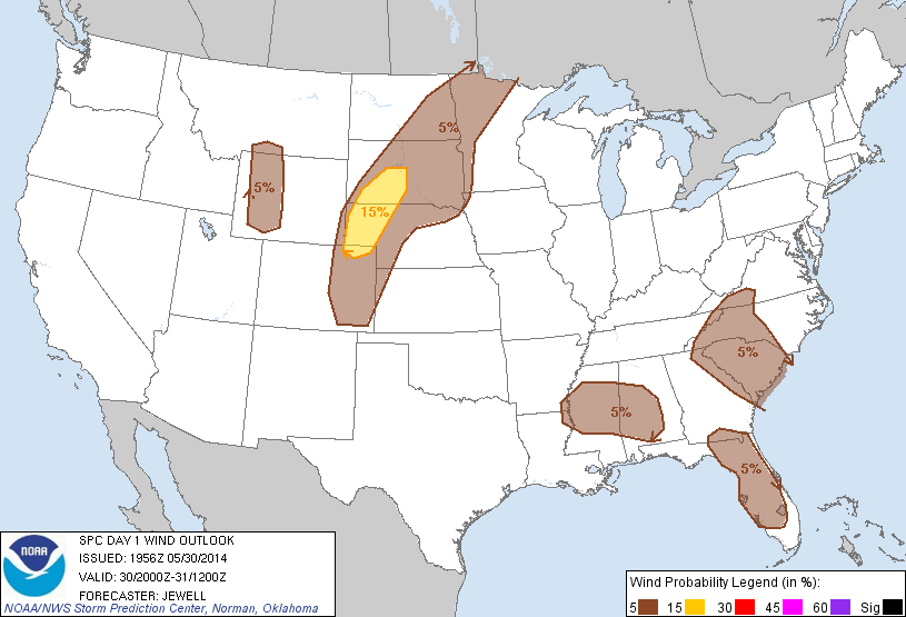 20140530 2000 UTC Day 1 Damaging Wind Probabilities Graphic