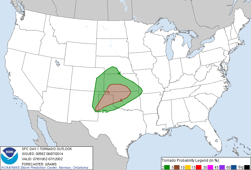 20140607 0100 UTC Day 1 Tornado Probabilities Graphic