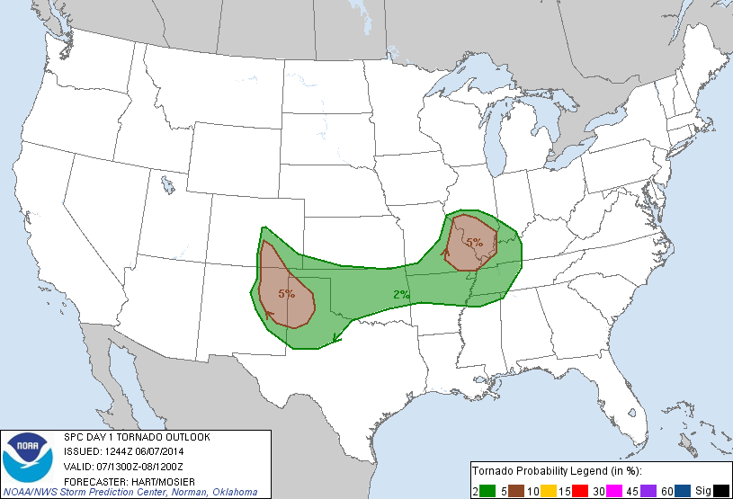 20140607 1300 UTC Day 1 Tornado Probabilities Graphic