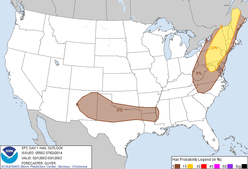 20140702 1200 UTC Day 1 Large Hail Probabilities Graphic