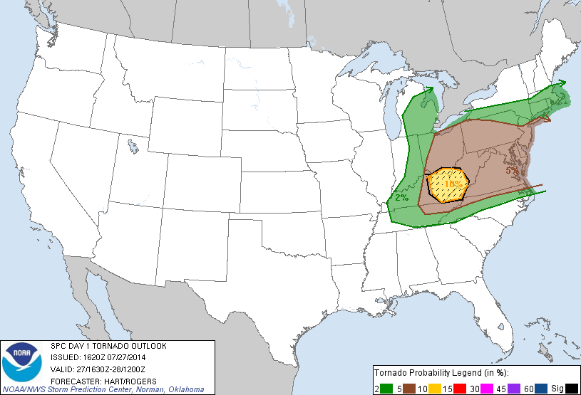 20140727 1630 UTC Day 1 Tornado Probabilities Graphic