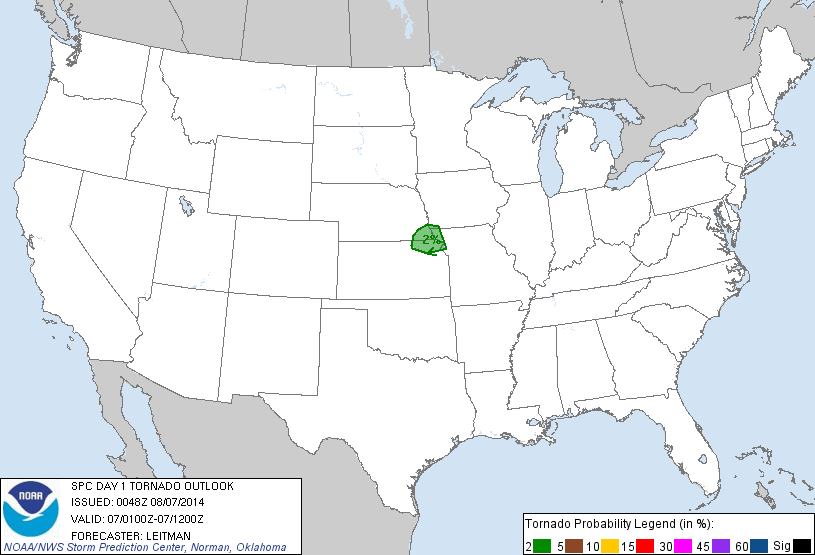 20140807 0100 UTC Day 1 Tornado Probabilities Graphic