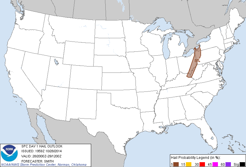 20141028 2000 UTC Day 1 Large Hail Probabilities Graphic