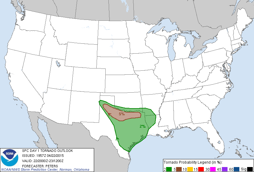 20150422 2000 UTC Day 1 Tornado Probabilities Graphic