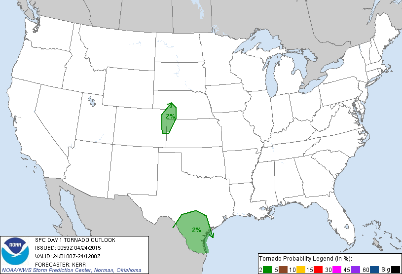 20150424 0100 UTC Day 1 Tornado Probabilities Graphic