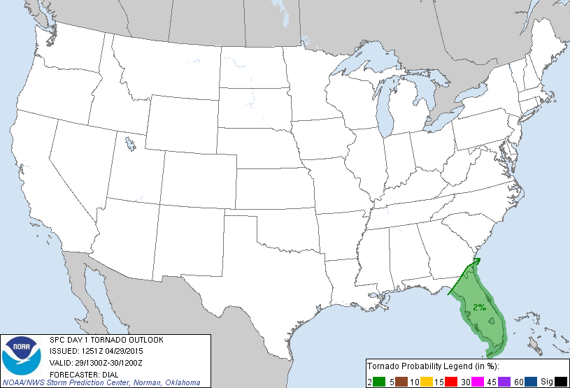 20150429 1300 UTC Day 1 Tornado Probabilities Graphic