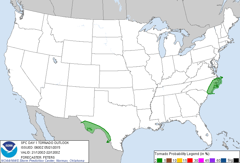 20150521 1200 UTC Day 1 Tornado Probabilities Graphic