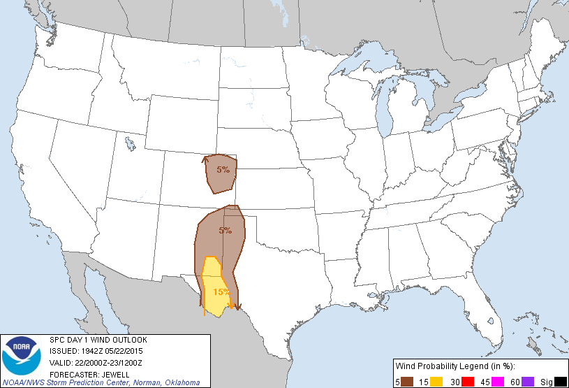 20150522 2000 UTC Day 1 Damaging Wind Probabilities Graphic