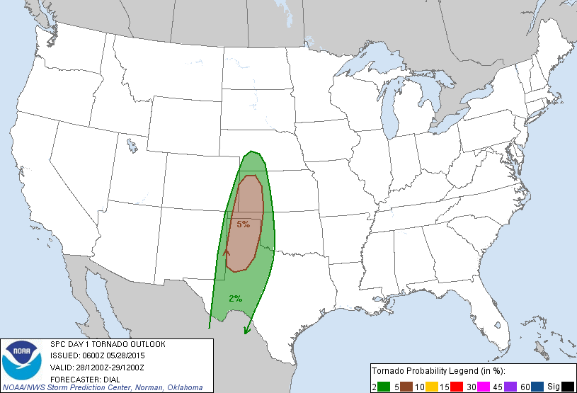 20150528 1200 UTC Day 1 Tornado Probabilities Graphic