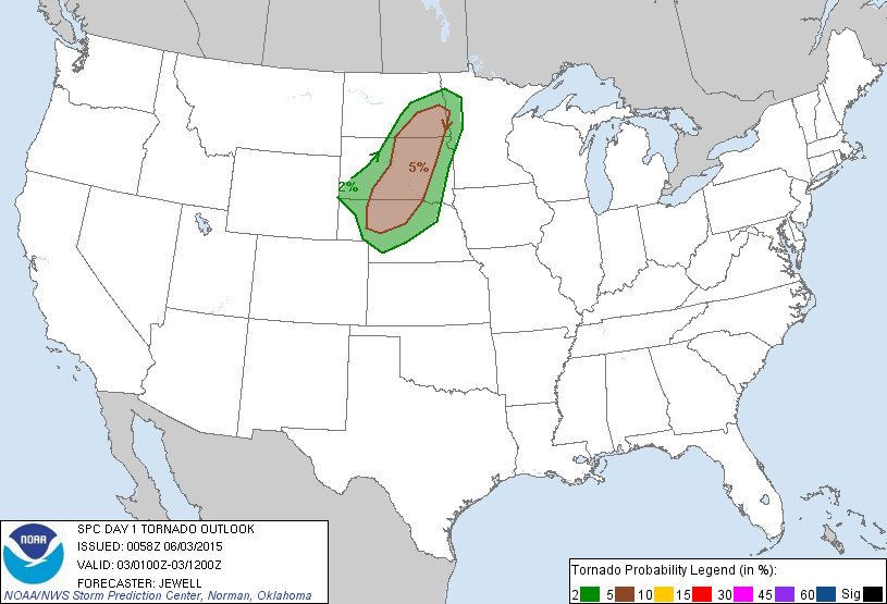 20150603 0100 UTC Day 1 Tornado Probabilities Graphic