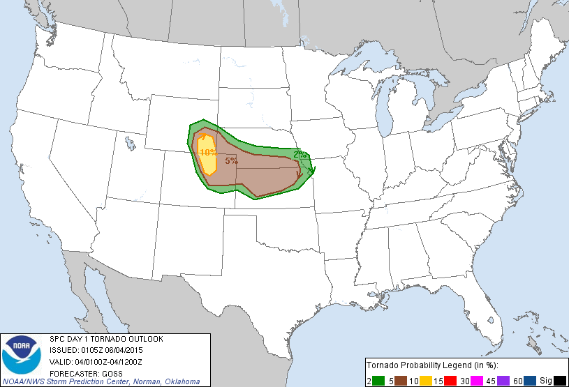 20150604 0100 UTC Day 1 Tornado Probabilities Graphic