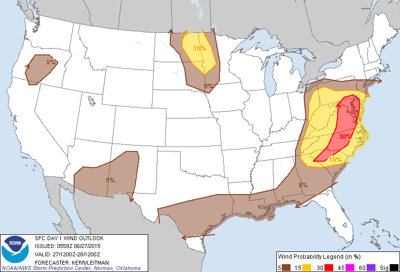 20150627 1200 UTC Day 1 Damaging Wind Probabilities Graphic