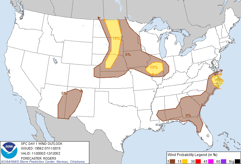 20150711 2000 UTC Day 1 Damaging Wind Probabilities Graphic