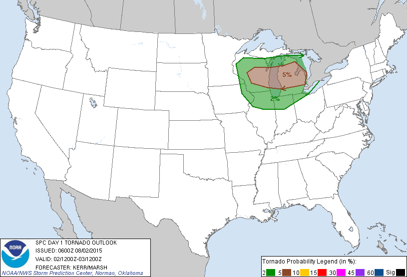 20150802 1200 UTC Day 1 Tornado Probabilities Graphic