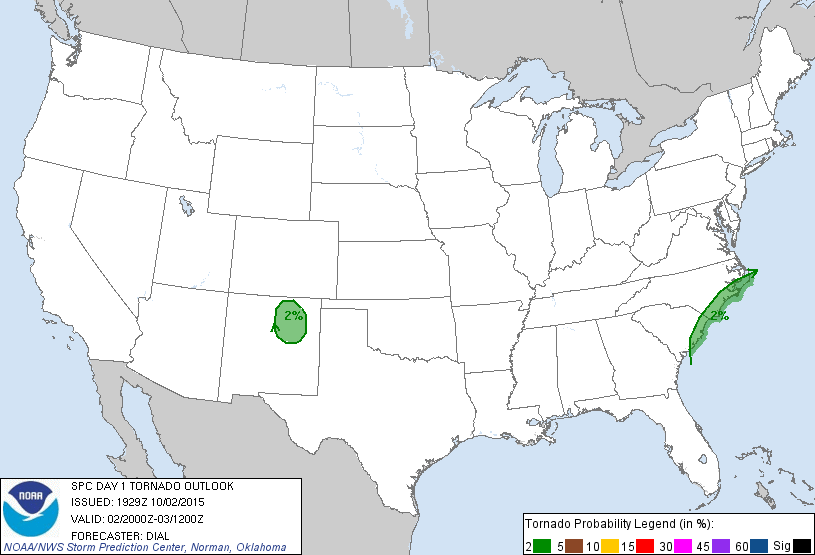 20151002 2000 UTC Day 1 Tornado Probabilities Graphic