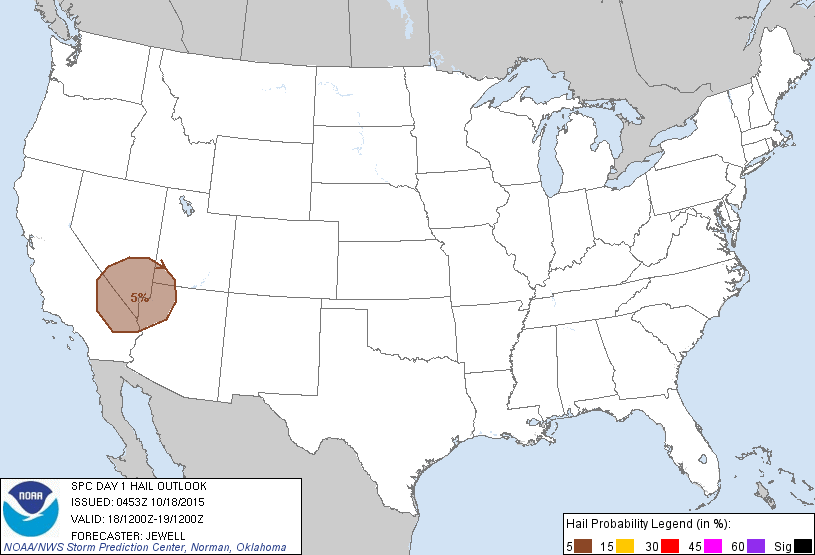 20151018 1200 UTC Day 1 Large Hail Probabilities Graphic