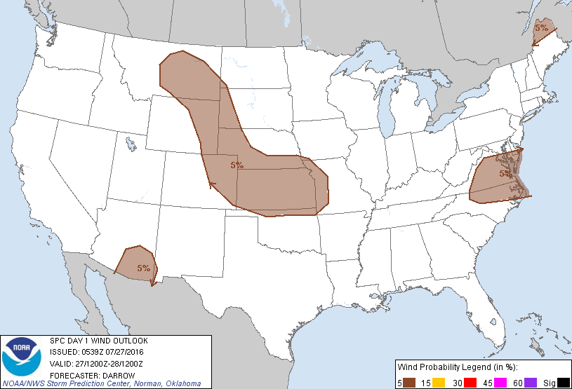 20160727 1200 UTC Day 1 Damaging Wind Probabilities Graphic