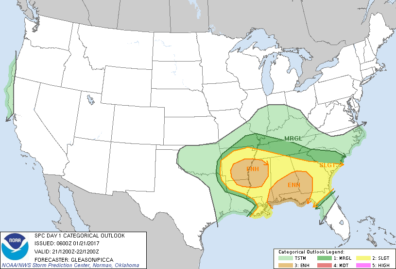 20170121 1200 UTC Day 1 Outlook Graphic