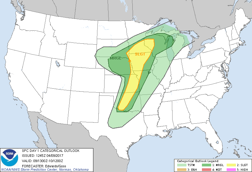 20170409 1300 UTC Day 1 Outlook Graphic