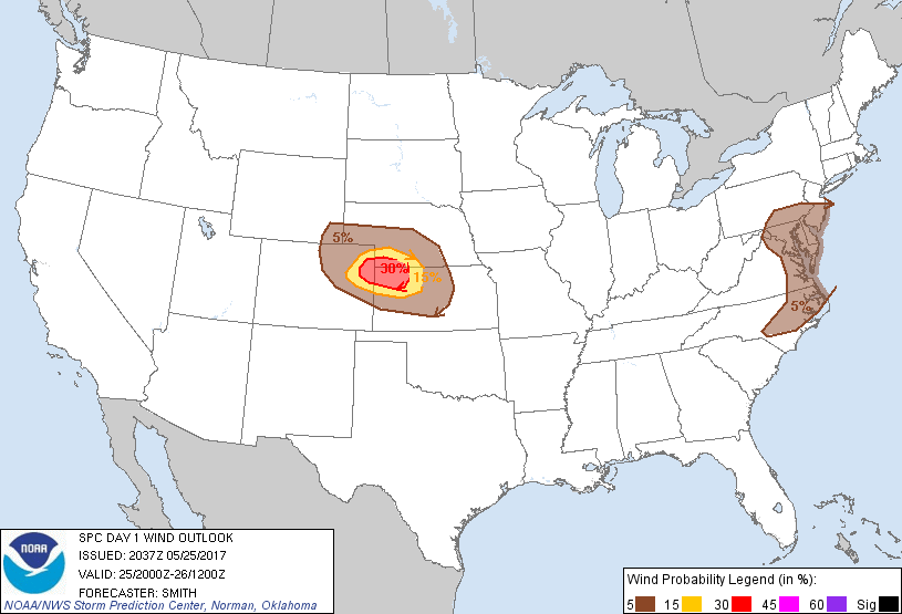 20170525 2000 UTC Day 1 Damaging Wind Probabilities Graphic