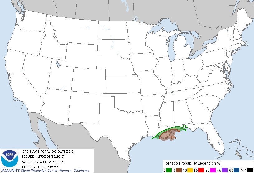 20170620 1300 UTC Day 1 Tornado Probabilities Graphic