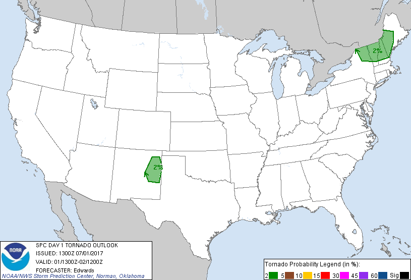 20170701 1300 UTC Day 1 Tornado Probabilities Graphic