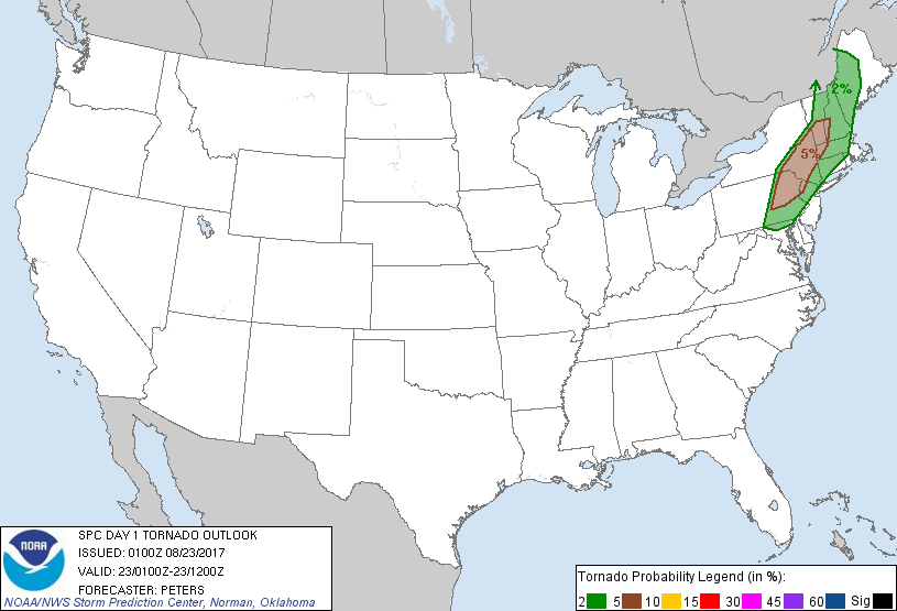 20170823 0100 UTC Day 1 Tornado Probabilities Graphic