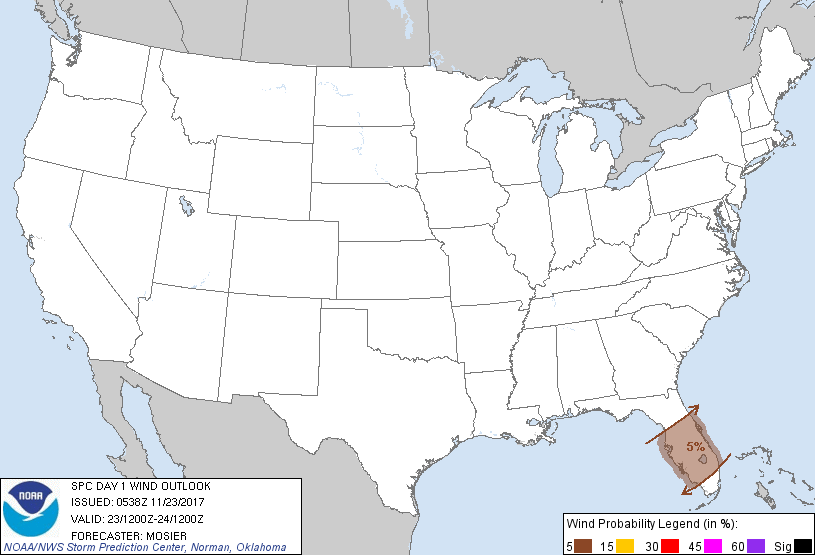 20171123 1200 UTC Day 1 Damaging Wind Probabilities Graphic