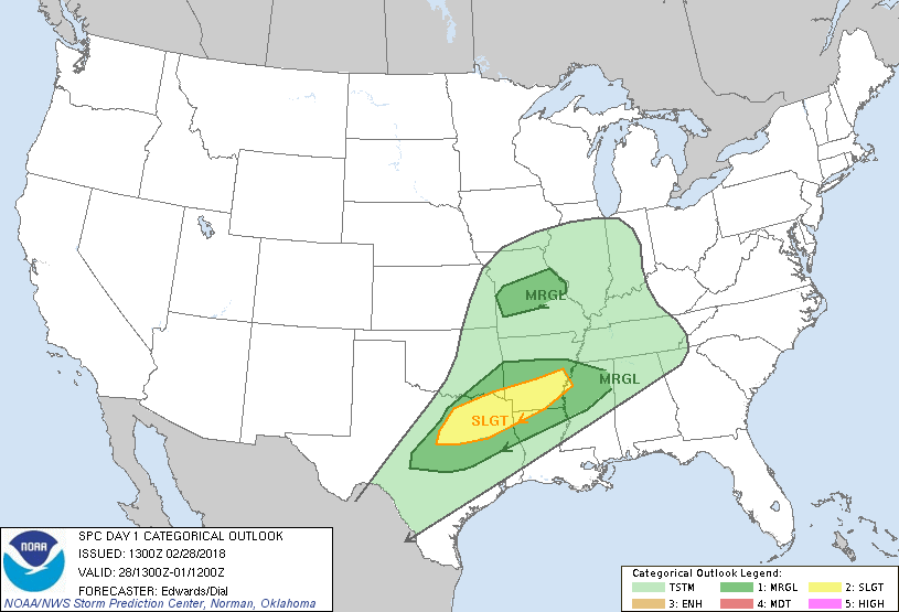 20180228 1300 UTC Day 1 Outlook Graphic