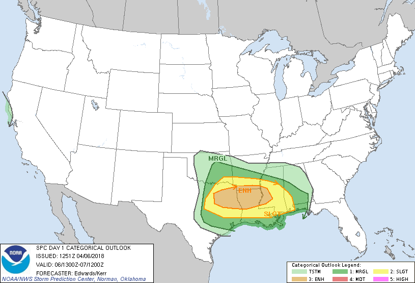 20180406 1300 UTC Day 1 Outlook Graphic