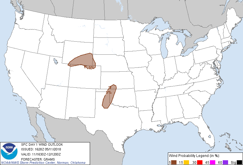 20180511 1630 UTC Day 1 Damaging Wind Probabilities Graphic