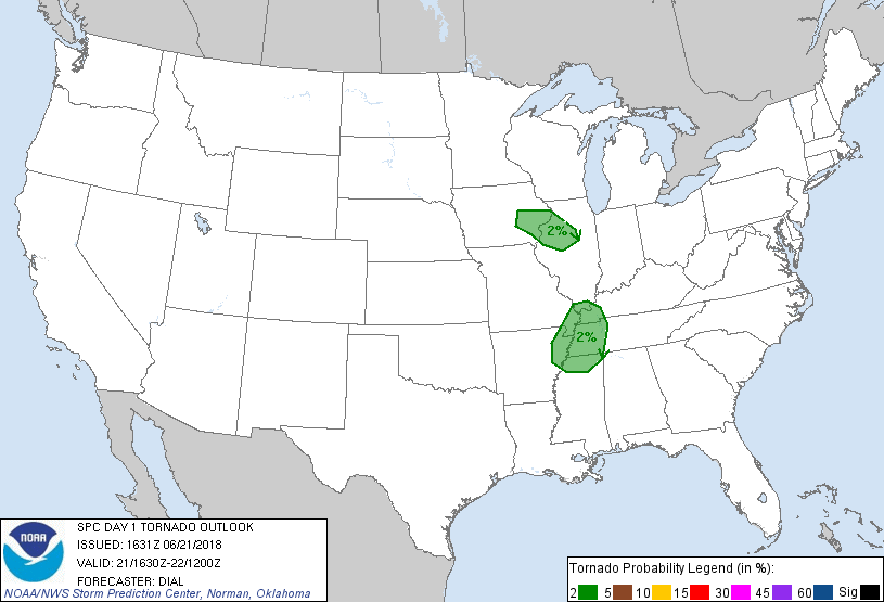 20180621 1630 UTC Day 1 Tornado Probabilities Graphic