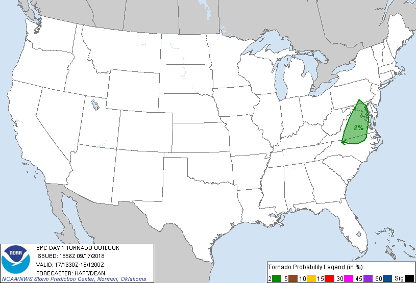 20180917 1630 UTC Day 1 Tornado Probabilities Graphic