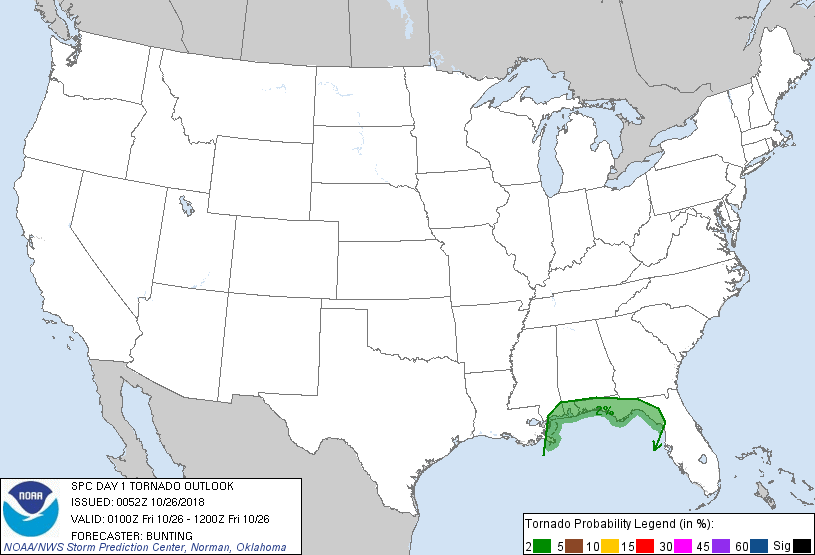 20181026 0100 UTC Day 1 Tornado Probabilities Graphic
