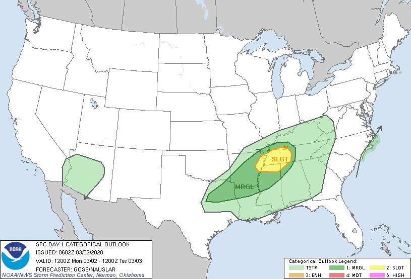 20200302 1200 UTC Day 1 Outlook Graphic