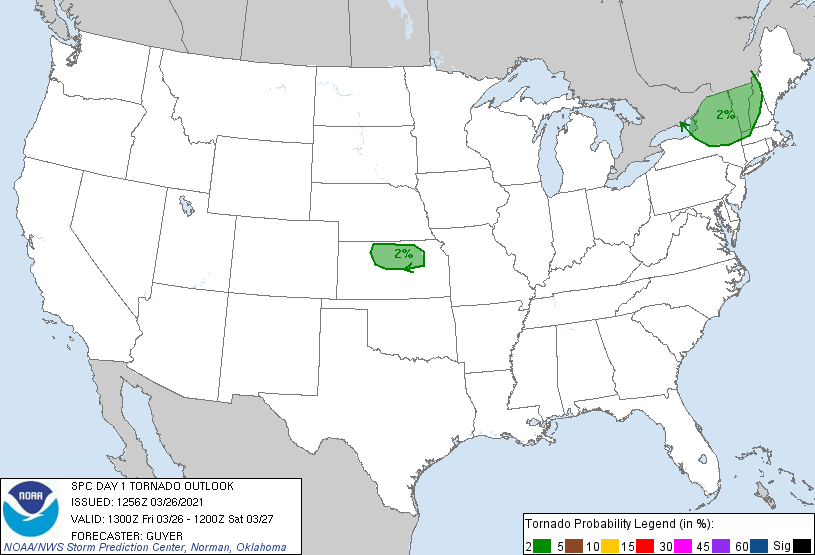 20210326 1300 UTC Day 1 Tornado Probabilities Graphic