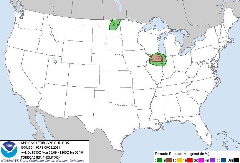 20210809 1630 UTC Day 1 Tornado Probabilities Graphic