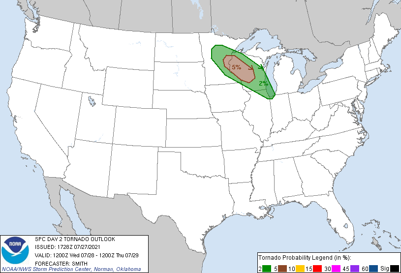 20210727 1730 UTC Day 2 Tornado Probabilities Graphic