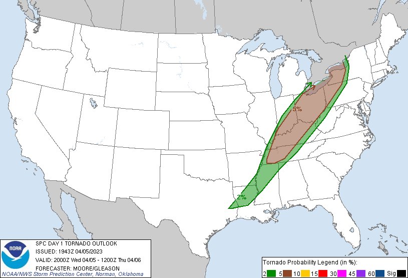 20230405 2000 UTC Day 1 Tornado Probabilities Graphic