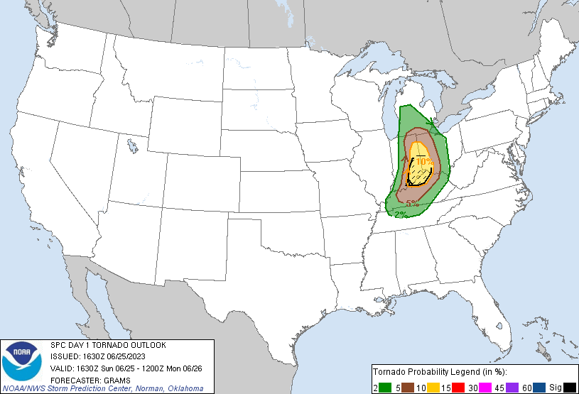 20230625 1630 UTC Day 1 Tornado Probabilities Graphic