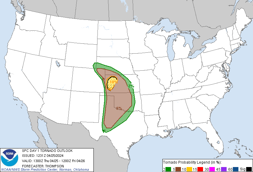 20240425 1300 UTC Day 1 Tornado Probabilities Graphic