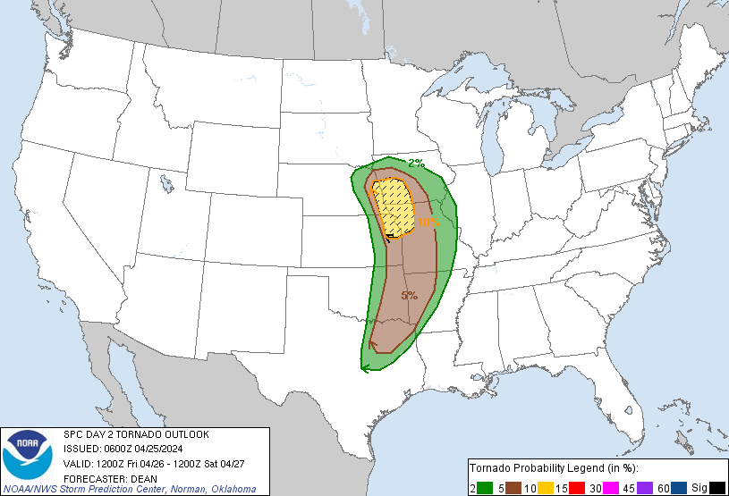 20240425 0600 UTC Day 2 Tornado Probabilities Graphic